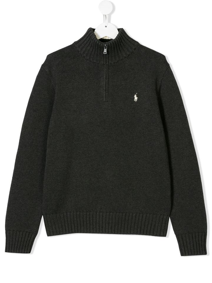 Ralph Lauren Kids Teen Zip Detail Sweater - Grey