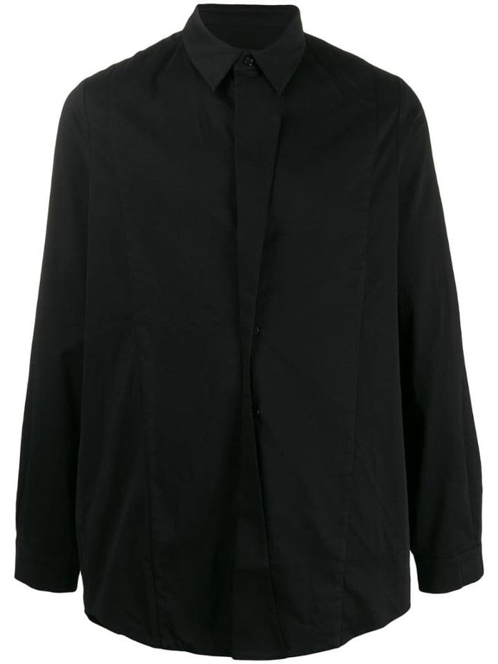 Joe Chia Pleated Placket Shirt - Black