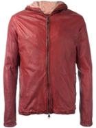 Giorgio Brato Zipped Hooded Jacket, Men's, Size: 50, Red, Silk/cotton/leather/spandex/elastane