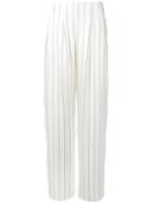 Giorgio Armani Striped High Waist Trousers, Women's, Size: 40, White, Viscose/silk/cupro