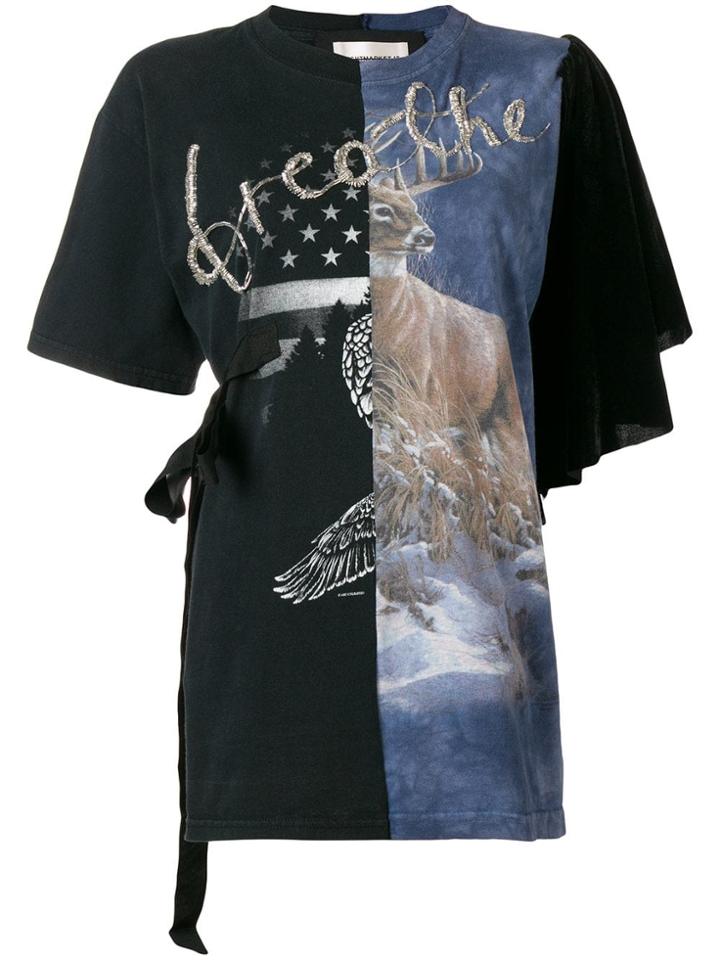Night Market Embellished Printed T-shirt - Black