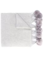 N.peal - Fur Bobble Woven Scarf - Women - Rabbit Fur/cashmere - One Size, Women's, Nude/neutrals, Rabbit Fur/cashmere