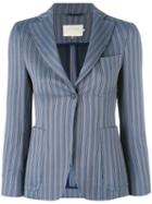 L'autre Chose Striped Blazer, Size: 44, Blue, Cotton/spandex/elastane/cupro
