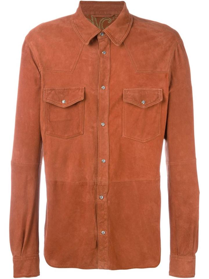 Etro Patch Pocket Shirt, Men's, Size: M, Brown, Goat Suede
