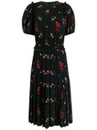 Simone Rocha Pleated Floral-print Dress - Black