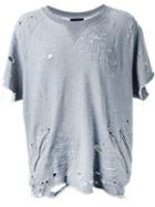 Amiri Distressed T-shirt, Men's, Size: L, Grey, Cotton