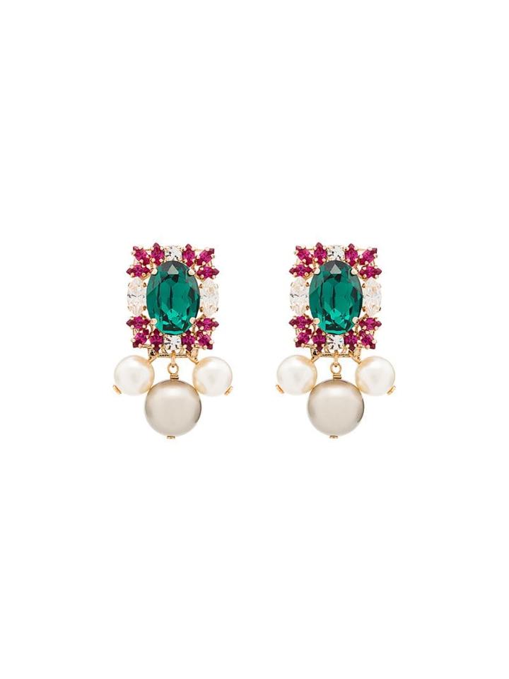 Anton Heunis Crystal Cluster Pearl-drop Earrings - Multicoloured
