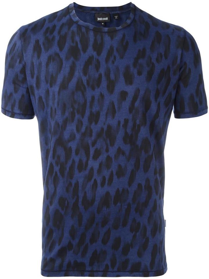 Just Cavalli Animal Print T-shirt, Men's, Size: Small, Blue, Cotton
