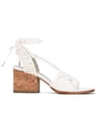 Paloma Barceló Woven Block Heel Sandals - White