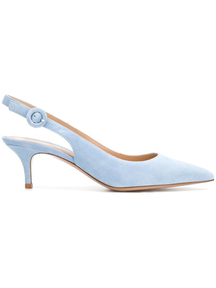 Gianvito Rossi Kitten Heeled Slingbacks - Blue