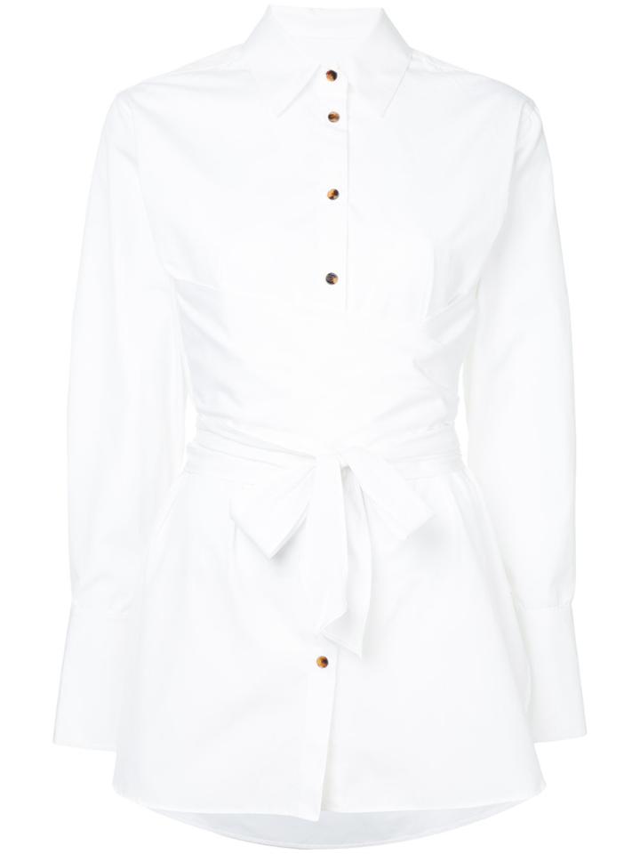 Khaite Belted Waist Long-line Shirt - White