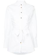Khaite Belted Waist Long-line Shirt - White