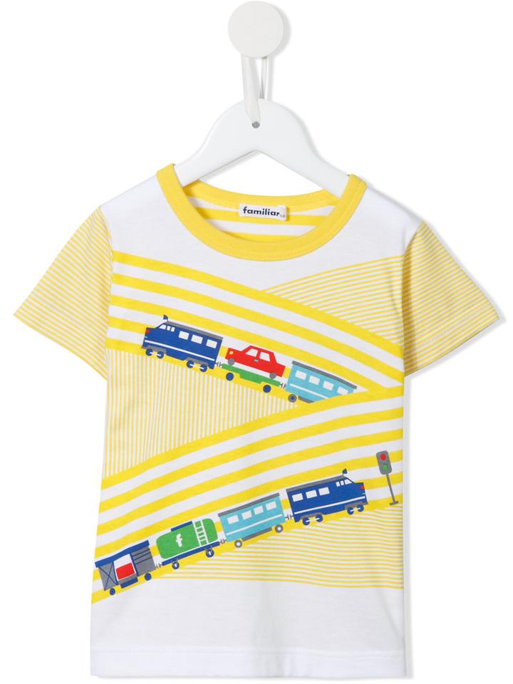 Familiar - Graphic Train Print T-shirt - Kids - Cotton - 5 Yrs, Yellow/orange
