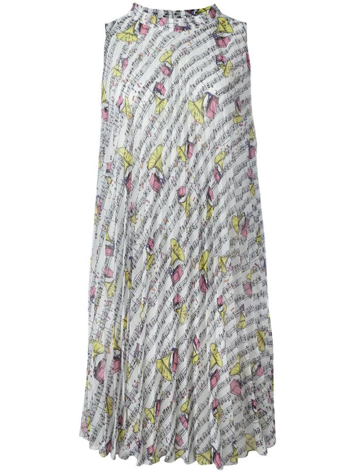 Ultràchic Gramophone Print Dress, Women's, Size: 38, White, Polyester/acetate/pbt Elite