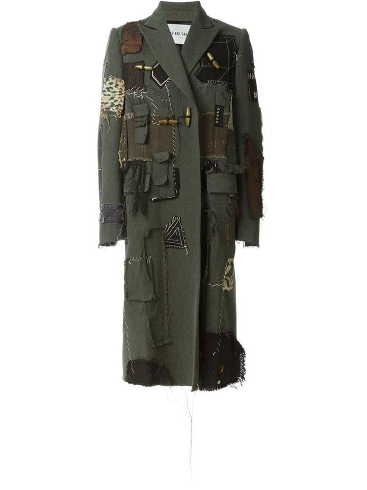 Heikki Salonen Fully Patched Long Coat, Men's, Size: Medium, Green, Viscose/wool