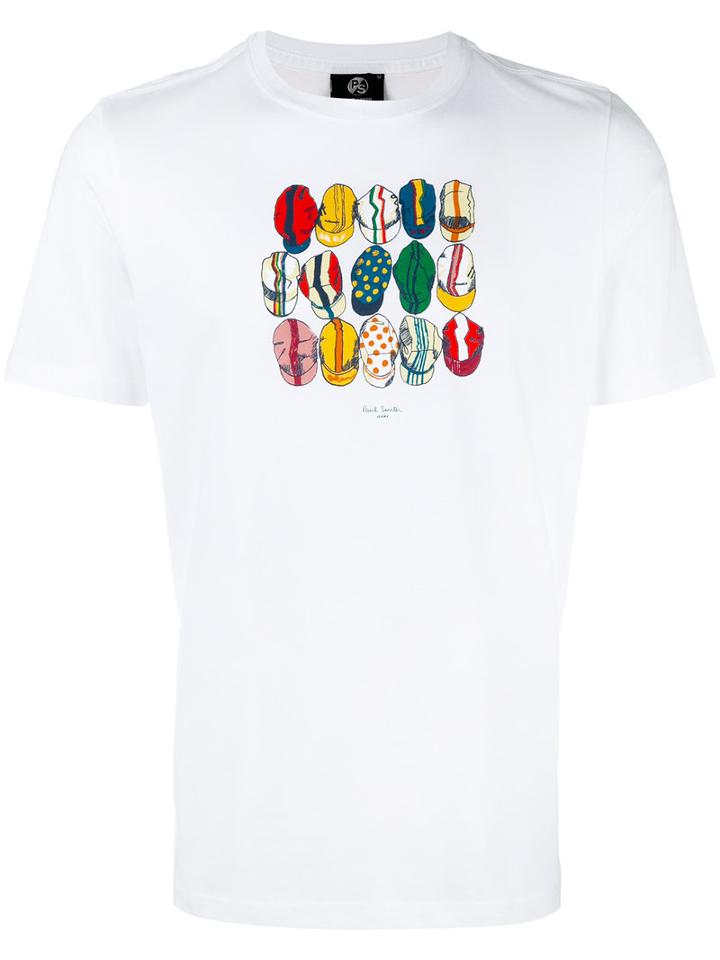 Ps By Paul Smith Hat Print T-shirt, Men's, Size: Small, White, Cotton
