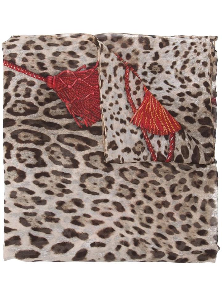 Dolce & Gabbana Bengal Cat Print Scarf, Women's, Nude/neutrals, Silk