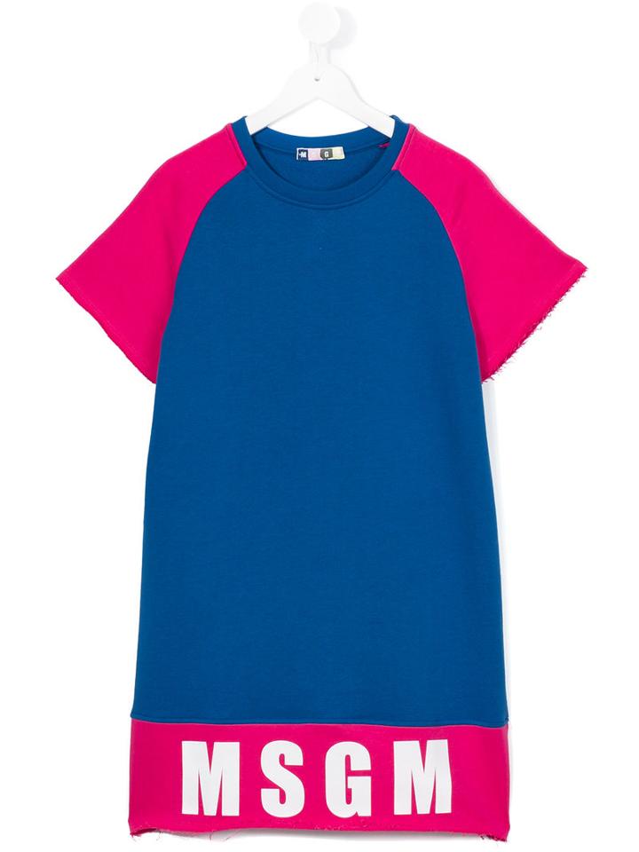 Msgm Kids - 'skate' Logo T-shirt Dress - Kids - Cotton - 14 Yrs, Blue