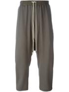 Rick Owens Drop-crotch Cropped Trousers, Men's, Size: 48, Grey, Cotton/virgin Wool