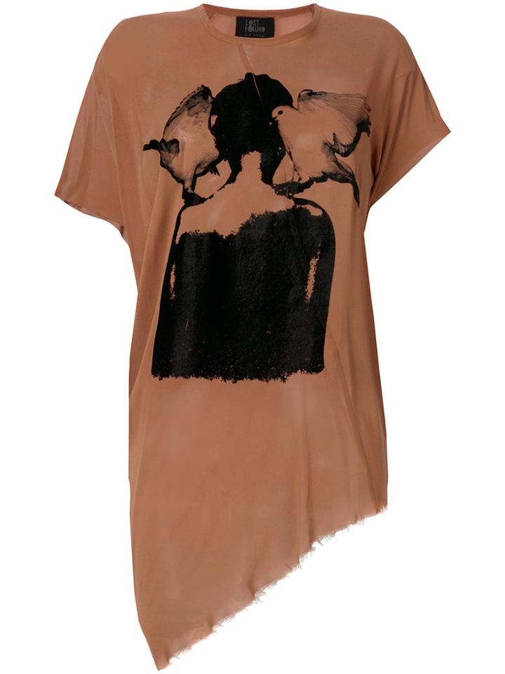 Lost & Found Ria Dunn Asymmetric Hem T-shirt - Brown