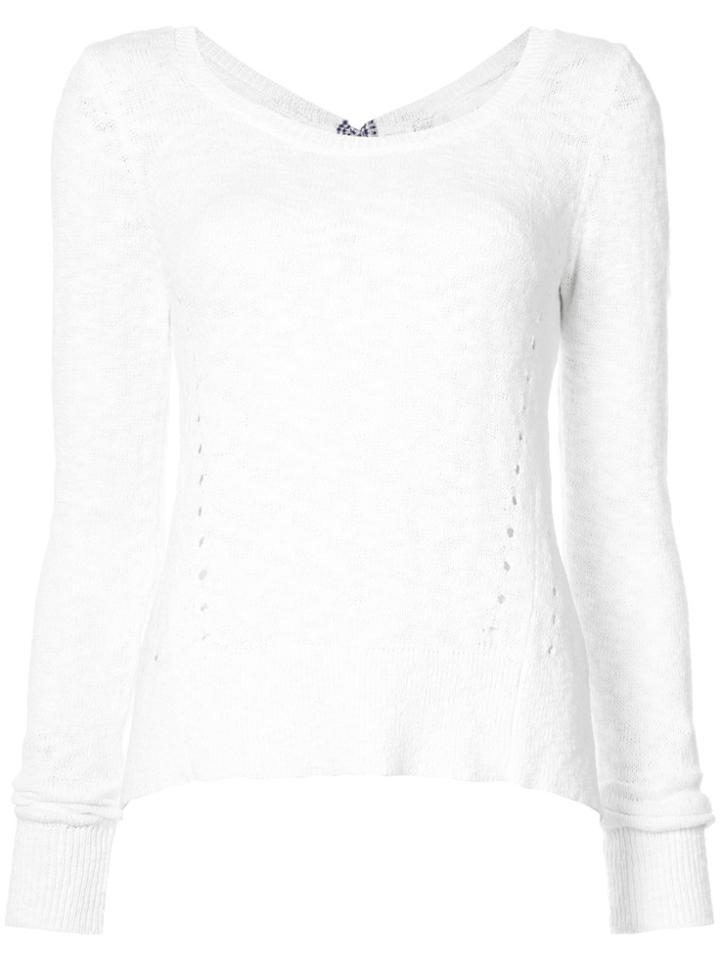 Derek Lam 10 Crosby Long Sleeve Sweater With Woven Back Ties - White