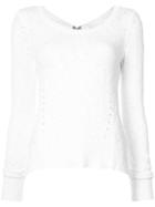 Derek Lam 10 Crosby Long Sleeve Sweater With Woven Back Ties - White