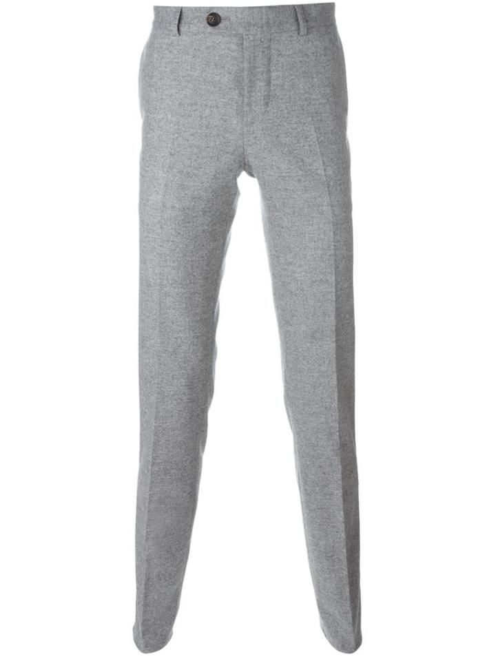 Brunello Cucinelli Tailored Tweed Trousers, Men's, Size: 46, Grey, Silk/cotton/viscose/wool