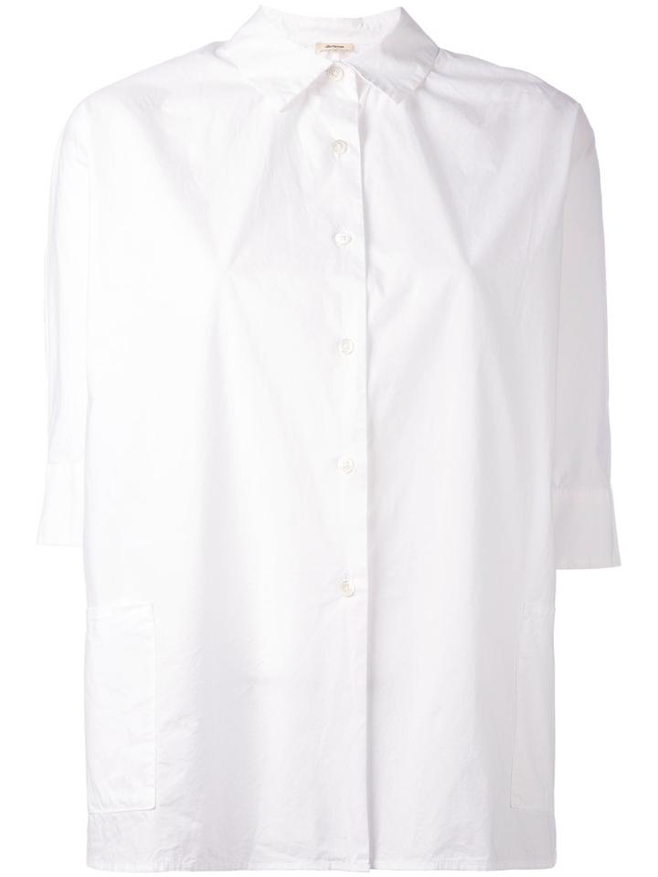 Bellerose - Cropped Sleeve Loose Fit Shirt - Women - Cotton - 2, White, Cotton