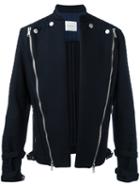 Diagonal Zips Open Jacket - Men - Cotton - 52, Blue, Cotton, Pierre Balmain