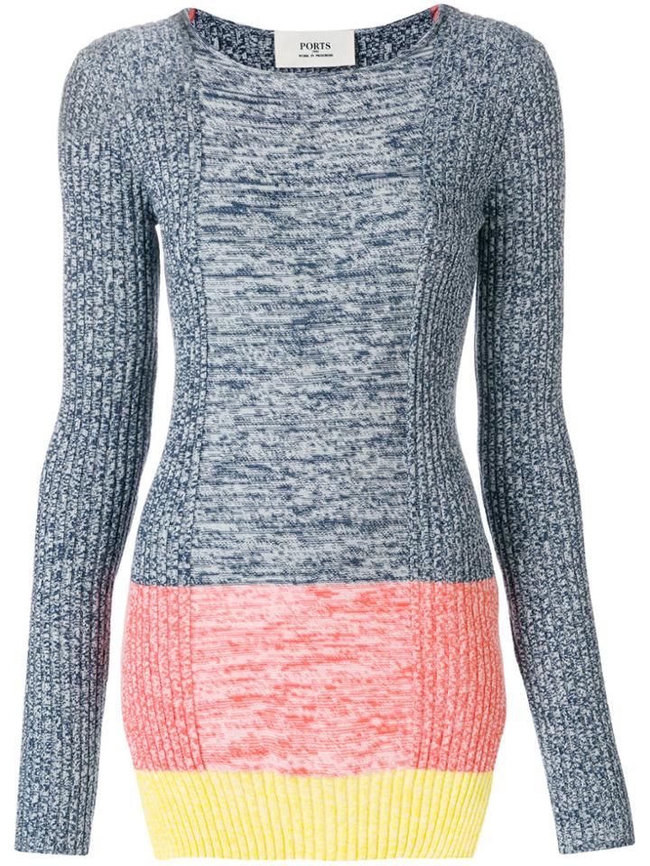Ports 1961 Color-blocked Sweater - Blue