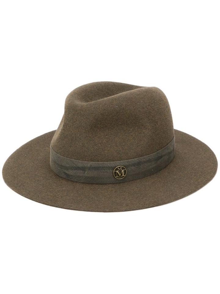 Maison Michel Derek Fedora Hat - Green