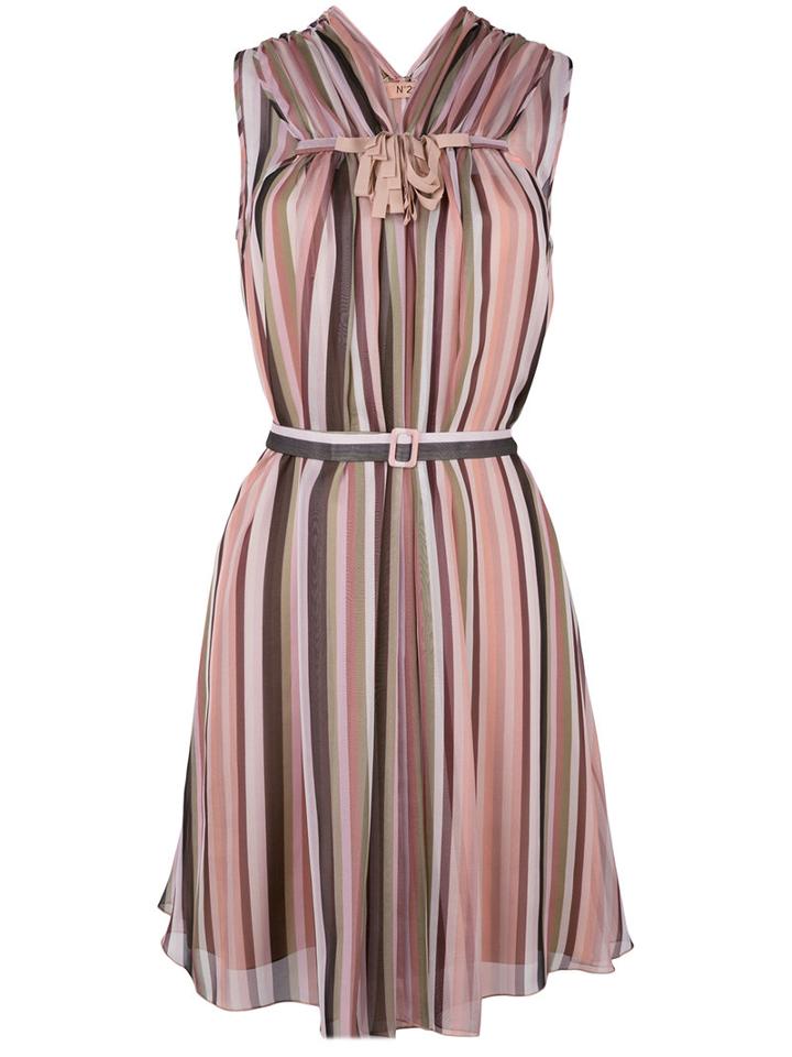 No21 Sleeveless Striped Dress, Women's, Size: 42, Pink/purple, Silk/acetate