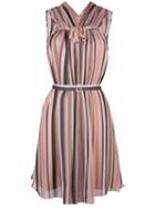 No21 Sleeveless Striped Dress, Women's, Size: 42, Pink/purple, Silk/acetate