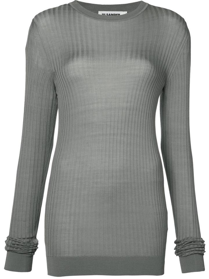 Jil Sander - Ribbed Jumper - Women - Silk - 36, Grey, Silk