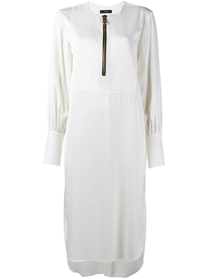 Ellery Front Zip Midi Dress, Women's, Size: 8, Nude/neutrals, Viscose