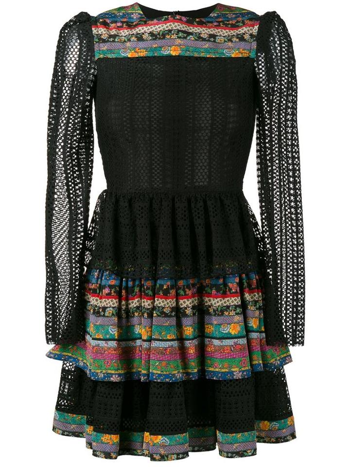 Philosophy Di Lorenzo Serafini Layered Ruffled Sheer Dress, Women's, Size: 42, Black, Silk/cotton/polyamide