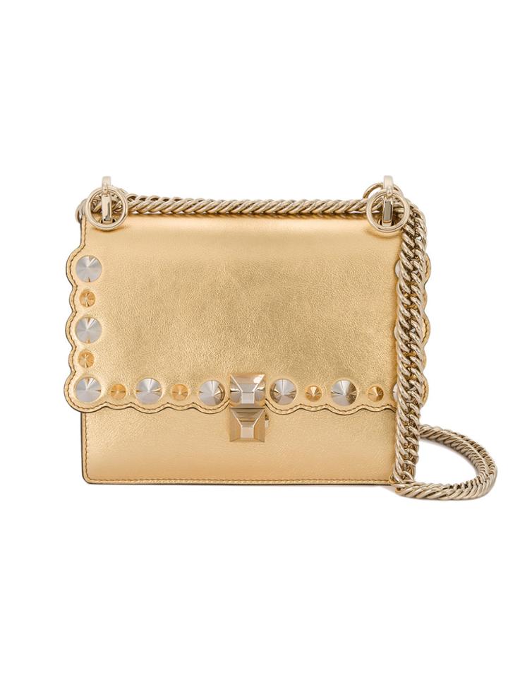 Fendi Small Gold Kan I Studded Shoulder Bag - Metallic