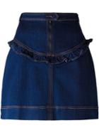 Manoush Frill Detail Skirt, Women's, Size: 40, Blue, Cotton/spandex/elastane