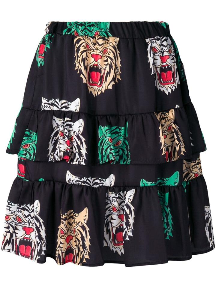5 Progress Tiger Print Skirt - Black