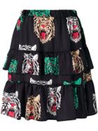 5 Progress Tiger Print Skirt - Black