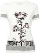 Versace Collection Floral Print T-shirt, Women's, Size: 44, White, Spandex/elastane/viscose