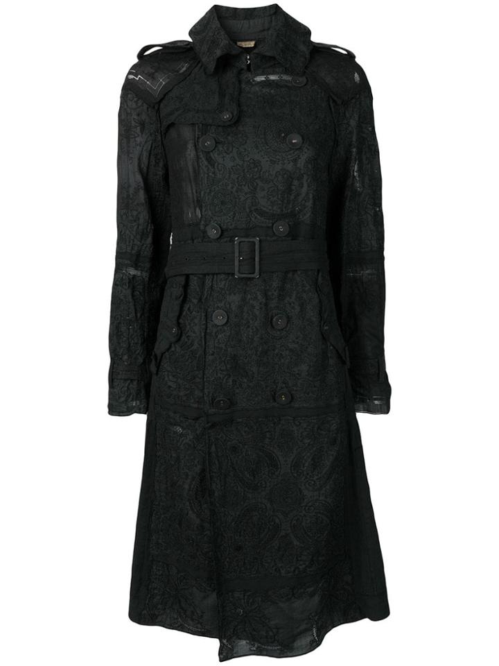 Comme Des Garçons Vintage Embroidered Double Breasted Coat - Black