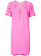 Trina Turk Tulip Sleeved Zip Henley Dress - Pink & Purple