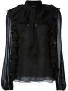 Giambattista Valli - Ruffled Longsleeved Blouse - Women - Silk - 40, Black, Silk