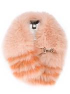 Fendi Striped Leather Strap Scarf - Pink & Purple