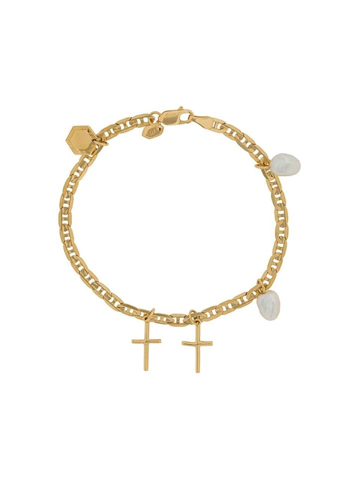 Maria Black Cross Charm Bracelet - Gold