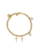 Maria Black Cross Charm Bracelet - Gold