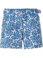Michael Michael Kors Calico Print Shorts, Women's, Size: 2, Blue, Cotton/spandex/elastane