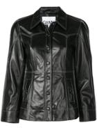 Ganni Fitted Leather Jacket - Black