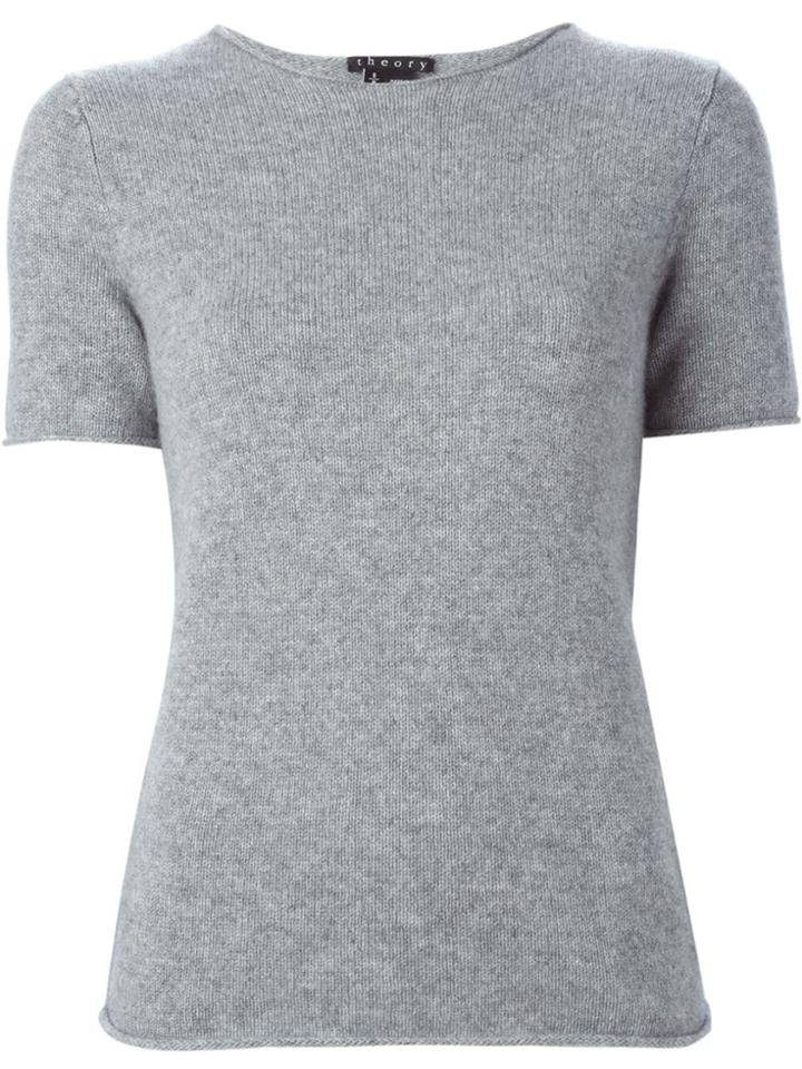 Theory Short Sleeve Knit Top - Grey